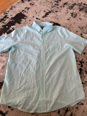 Chaps Light Aqua Short-Sleeve Button-Down Shirt